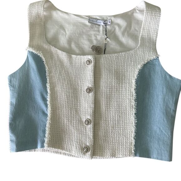 BY EGREIS NWT Crop Button Down Top/Vest Size Large - Picture 3 of 6